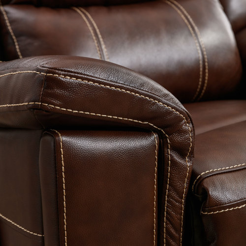 Wildon Home® Eliel Cowhide Leather Power Recliner with Independent Dual